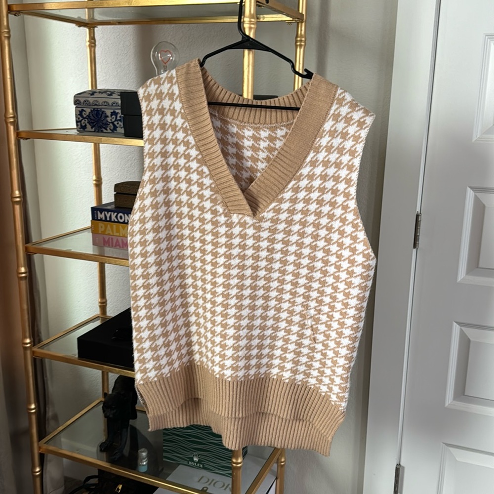 Houndstooth sweater vest dress